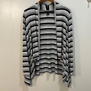 White House Black Market Open Waterfall Midi Cardigan Black and White Size S